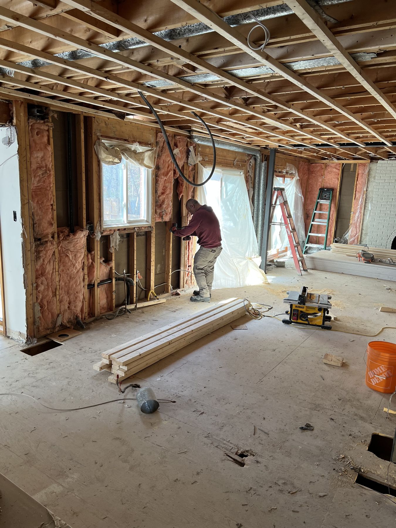 Main floor stripped back to the studs and joists